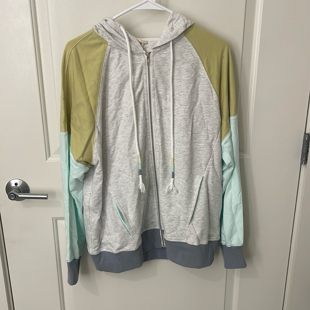 NWT! Hem & Thread Colorblock Zip-Up Hoodie Oversized
